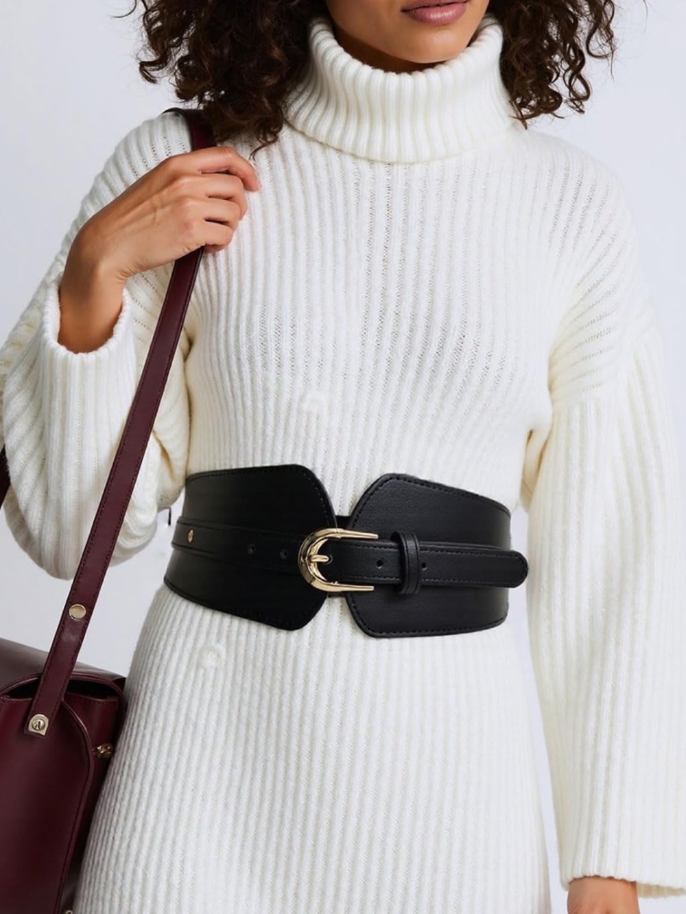 HOT Metal Buckle Corset Belt Pu Black